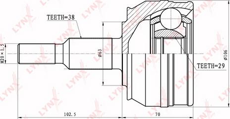 LYNXauto CO-8006 - CV Joint Kit, drive shaft car-mod.net