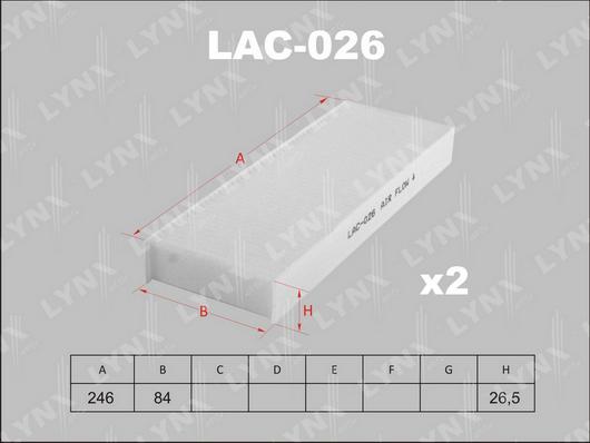 LYNXauto LAC-026 - Filter, interior air car-mod.net