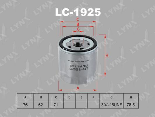 LYNXauto LC-1925 - Oil Filter car-mod.net