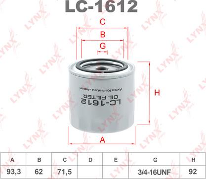LYNXauto LC-1612 - Oil Filter car-mod.net