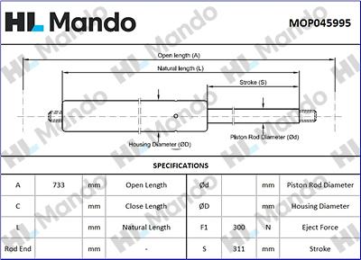 Mando MOP045995 - Gas Spring, bonnet car-mod.net