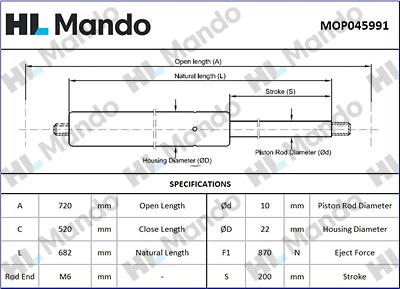 Mando MOP045991 - Gas Spring, boot, cargo area car-mod.net