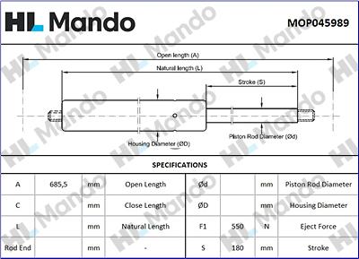 Mando MOP045989 - Gas Spring, boot, cargo area car-mod.net