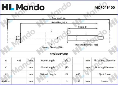 Mando MOP045400 - Gas Spring, boot, cargo area car-mod.net