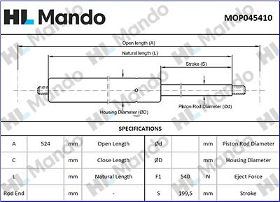 Mando MOP045410 - Gas Spring, boot, cargo area car-mod.net