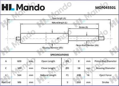 Mando MOP045501 - Gas Spring, boot, cargo area car-mod.net