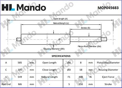 Mando MOP045683 - Gas Spring, boot, cargo area car-mod.net