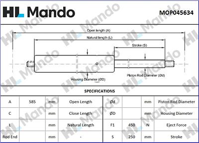 Mando MOP045634 - Gas Spring, boot, cargo area car-mod.net