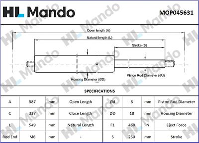 Mando MOP045631 - Gas Spring, boot, cargo area car-mod.net