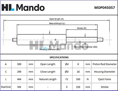 Mando MOP045057 - Gas Spring, boot, cargo area car-mod.net