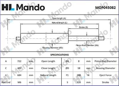 Mando MOP045082 - Gas Spring, boot, cargo area car-mod.net