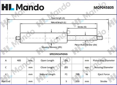 Mando MOP045805 - Gas Spring, boot, cargo area car-mod.net