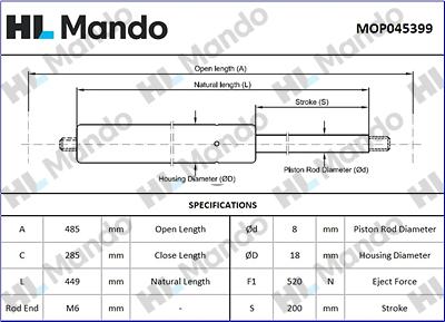Mando MOP045399 - Gas Spring, boot, cargo area car-mod.net