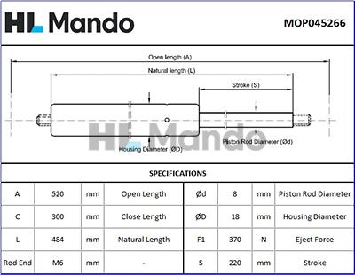 Mando MOP045266 - Gas Spring, boot, cargo area car-mod.net