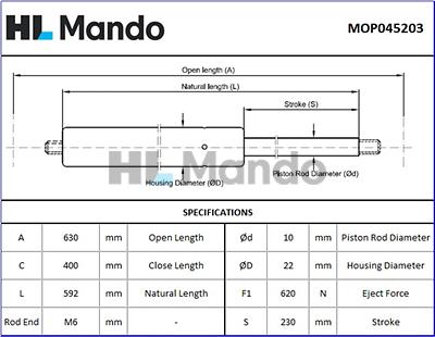 Mando MOP045203 - Gas Spring, boot, cargo area car-mod.net