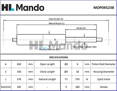 Mando MOP045238 - Gas Spring, boot, cargo area car-mod.net