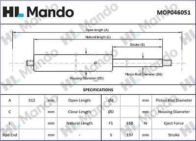 Mando MOP046051 - Gas Spring, boot, cargo area car-mod.net