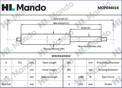 Mando MOP046016 - Gas Spring, boot, cargo area car-mod.net