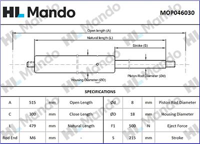 Mando MOP046030 - Gas Spring, boot, cargo area car-mod.net