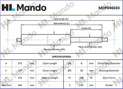Mando MOP046024 - Gas Spring, boot, cargo area car-mod.net