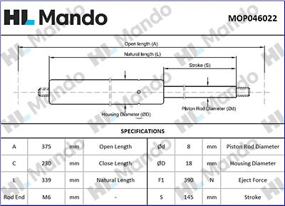 Mando MOP046022 - Gas Spring, boot, cargo area car-mod.net