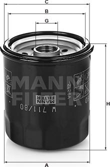 Mann-Filter W 711/80 - Oil Filter car-mod.net