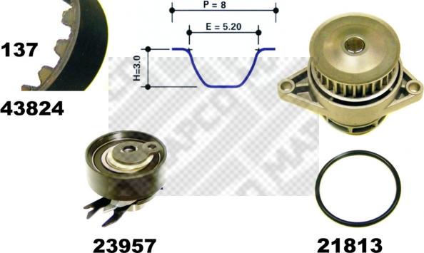 Mapco 41824 - Water Pump & Timing Belt Set car-mod.net