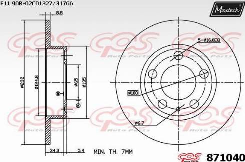 Maxtech 871040.0000 - Brake Disc car-mod.net