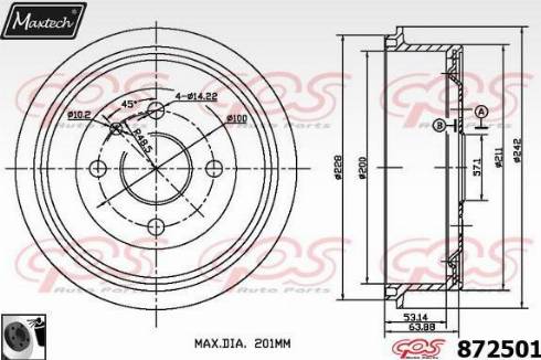 Maxtech 872501.0060 - Brake Drum car-mod.net