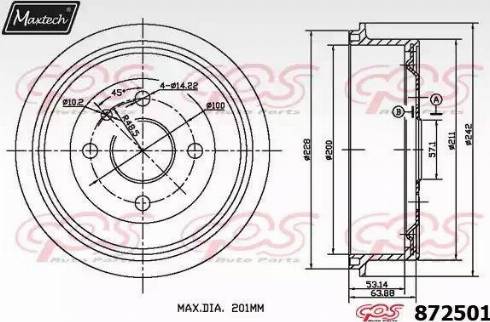 Maxtech 872501.0000 - Brake Drum car-mod.net