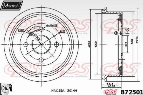 Maxtech 872501.0080 - Brake Drum car-mod.net
