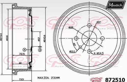 Maxtech 872510.0000 - Brake Drum car-mod.net