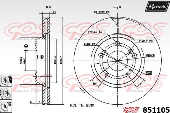 Maxtech 70180387 - Seal, brake caliper piston car-mod.net