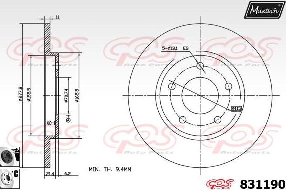 Maxtech 72960049 - Piston, brake caliper car-mod.net