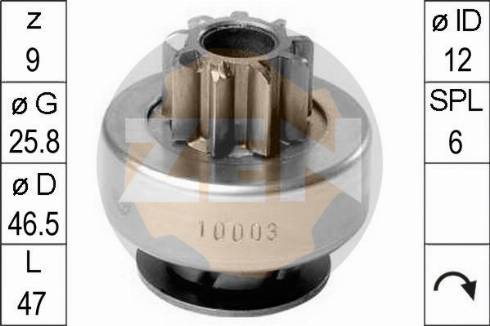 Messmer ZN10003 - Bendix, starter pinion car-mod.net