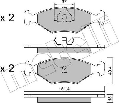 Metelli 22-0057-5 - Brake Pad Set, disc brake car-mod.net