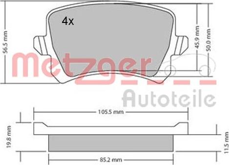 Metzger 1170116 - Brake Pad Set, disc brake car-mod.net