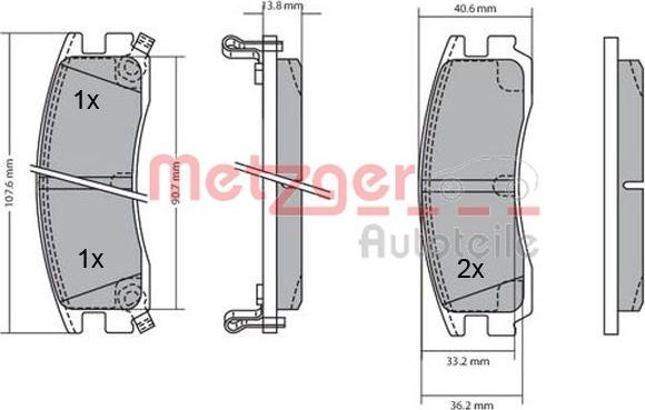 Metzger 1170187 - Brake Pad Set, disc brake car-mod.net