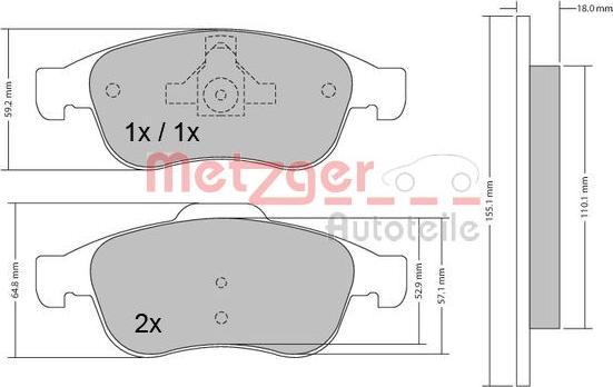 Metzger 1170265 - Brake Pad Set, disc brake car-mod.net
