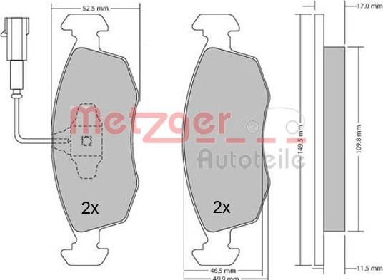 Metzger 1170202 - Brake Pad Set, disc brake car-mod.net