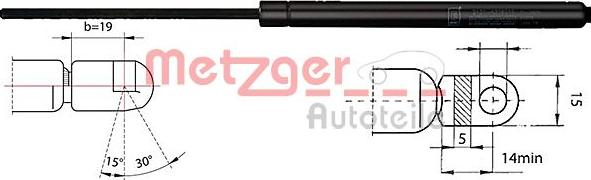 Metzger 2110030 - Gas Spring, boot, cargo area car-mod.net