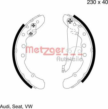Metzger MG 572 - Drum Brake Shoe Set car-mod.net
