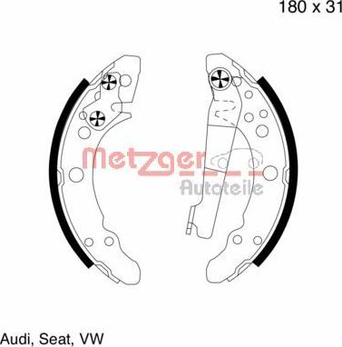 Metzger MG 343 - Drum Brake Shoe Set car-mod.net