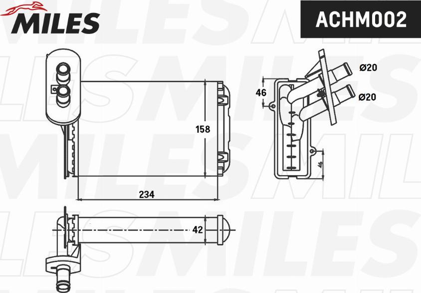 Miles ACHM002 - Heat Exchanger, interior heating car-mod.net