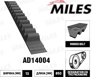 Miles AD14004 - Drive belt, V-Belt car-mod.net