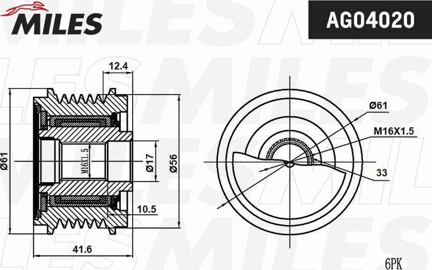 Miles AG04020 - Pulley, alternator, freewheel clutch car-mod.net