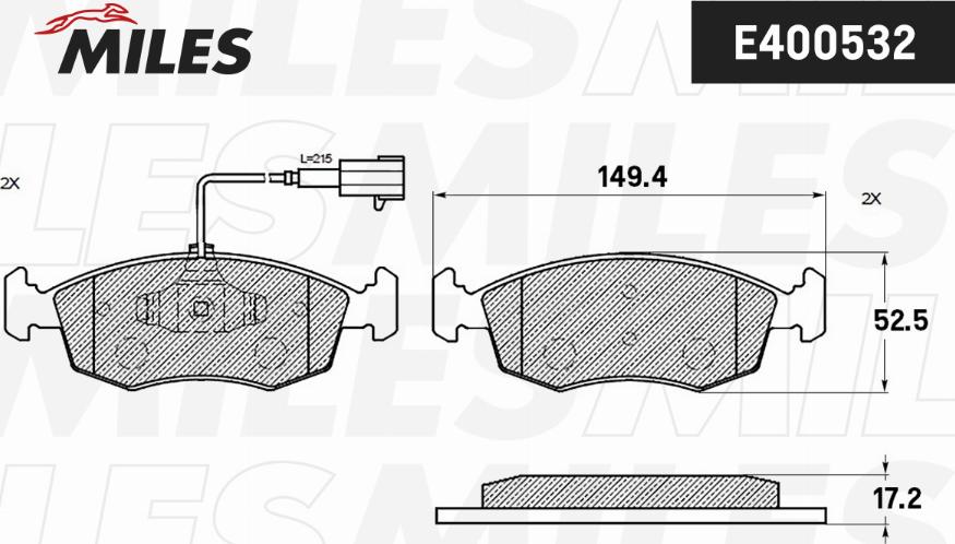 Miles E400532 - Brake Pad Set, disc brake car-mod.net