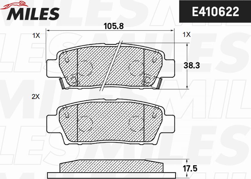 Miles E410622 - Brake Pad Set, disc brake car-mod.net
