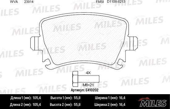 Miles E410202 - Brake Pad Set, disc brake car-mod.net