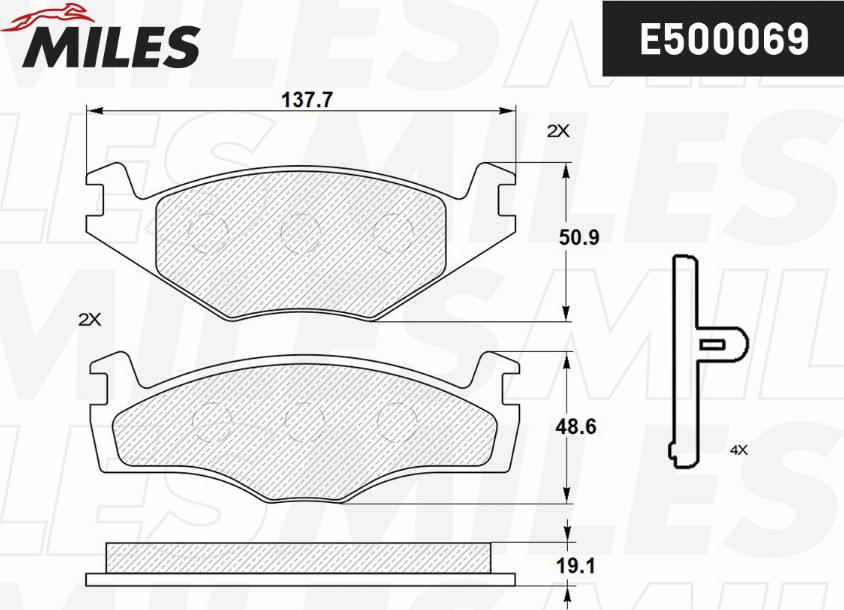 Miles E500069 - Brake Pad Set, disc brake car-mod.net